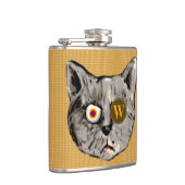 Flasques monogramme de chat amusant personnalisé (Droite)