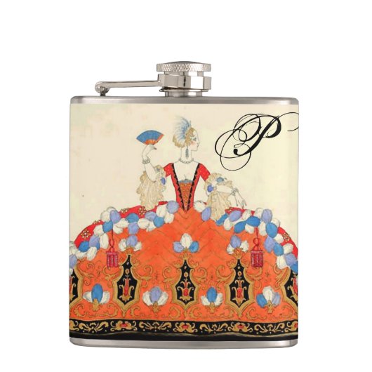 FLASQUES MONOGRAMME DE CONCEPTEUR DE MODE LADANGE ORANGE (Devant)