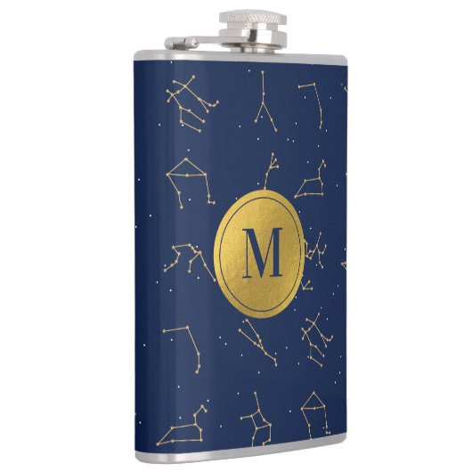 Flasques Monogramme de constellations de Zodiac bleu or et  (Droite)