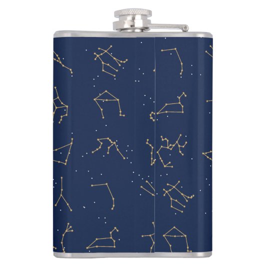 Flasques Monogramme de constellations de Zodiac bleu or et (Dos)