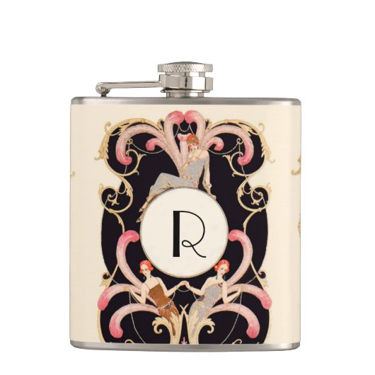 FLASQUES MONOGRAMME DE COSTUMIER DE MODE DE BEAUTÉ D'ART (Devant)