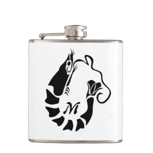 Flasques Monogramme de crevette en forme de crayon noir