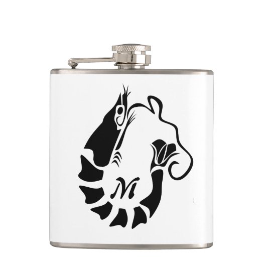 Flasques Monogramme de crevettes en forme de crayon noir (Devant)
