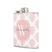 Flasques Monogramme de Damas rose Fille (Gauche)