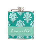 Flasques Monogramme de Damas Turquoise fille (Devant)