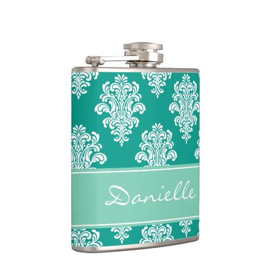 Flasques Monogramme de Damas Turquoise fille (Droite)