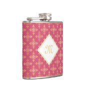 Flasques Monogramme de luxe rose et or Quatre Floral (Droite)