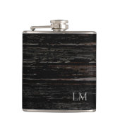 Flasques Monogramme de mariage en bois noir vieilli rustiqu (Devant)