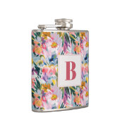 Flasques Monogramme de mariage floral abstrait rose pastel (Droite)