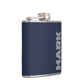 Flasques Monogramme de nom moderne rayures bleu foncé et bl (Droite)