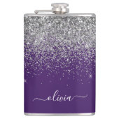 Flasques Monogramme de Parties scintillant d'argent violet (Devant)