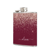 Flasques Monogramme de Parties scintillant d'or rose rose b (Gauche)