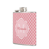 Flasques Monogramme de Quatrefoil Rose Chic Avec Nom (Gauche)