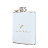 Flasques Monogramme de script en or bleu clair moderne (Gauche)
