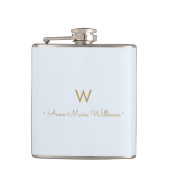 Flasques Monogramme de script en or bleu clair moderne (Devant)