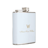 Flasques Monogramme de script en or bleu clair moderne (Droite)