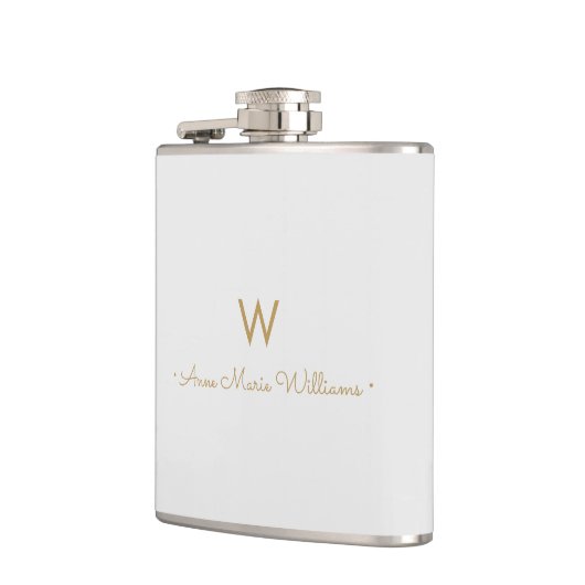 Flasques Monogramme de script or gris clair moderne (Gauche)