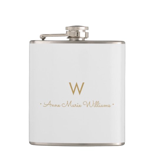 Flasques Monogramme de script or gris clair moderne (Devant)