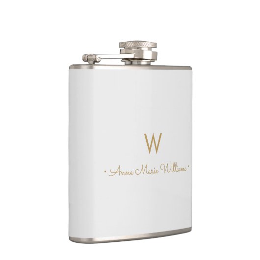 Flasques Monogramme de script or gris clair moderne (Droite)