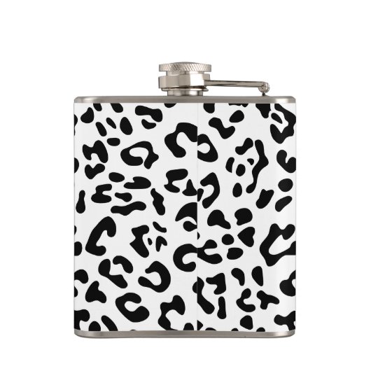 Flasques Monogramme de tache de léopard noir et blanc (Dos)