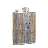 Flasques Monogramme de texture de grain de bois no 4 (Droite)