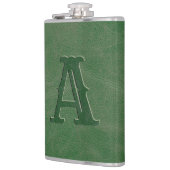 Flasques Monogramme de texture en cuir vert rustique initia (Gauche)