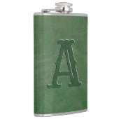 Flasques Monogramme de texture en cuir vert rustique initia (Droite)