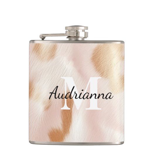 Flasques Monogramme de vache blanche rose (Devant)