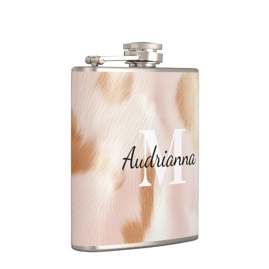 Flasques Monogramme de vache blanche rose (Droite)