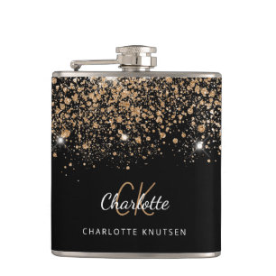 Flasques Monogramme des meilleures amies à paillettes d'or 