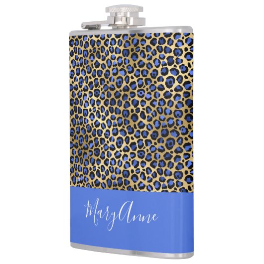 Flasques Monogramme d'impression bleu et or (Gauche)