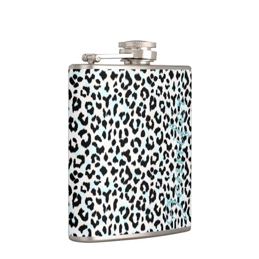 Flasques monogramme d'impression chic de guépard noir et bl (Droite)