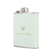 Flasques Monogramme d'or moderne Sage Green (Gauche)