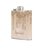 Flasques Monogramme élégant avec paillettes dorées qui dégo (Gauche)