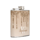 Flasques Monogramme élégant avec paillettes dorées qui dégo (Droite)