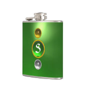 FLASQUES MONOGRAMME ÉLÉGANT ÉLÉGANT EN EMÉRALD GEMSTONE (Gauche)