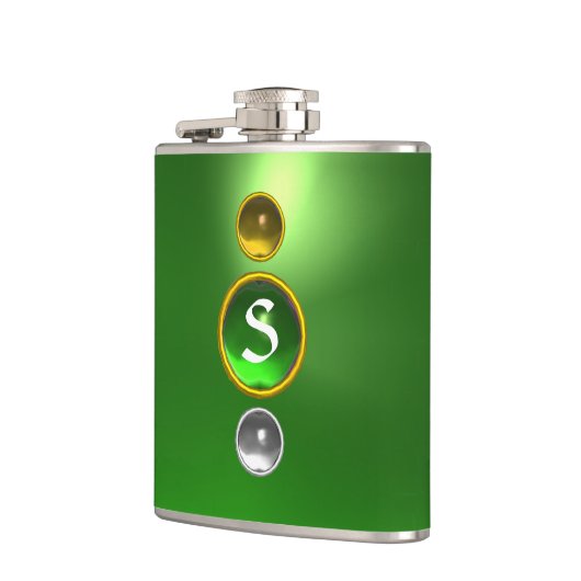 FLASQUES MONOGRAMME ÉLÉGANT ÉLÉGANT EN EMÉRALD GEMSTONE (Gauche)