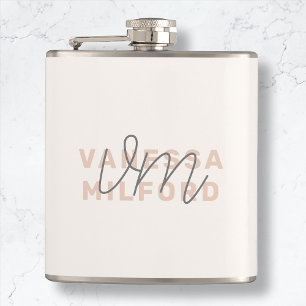 Flasques Monogramme Elegant Ivoire Crème minimaliste modern