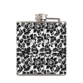 Flasques Monogramme Élégant noir floral Damas (Dos)