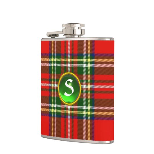 FLASQUES MONOGRAMME ÉMERAUDE ÉMERAUDE ÉCOSSAIS TARTAN VERT (Gauche)