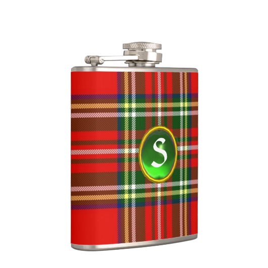 FLASQUES MONOGRAMME ÉMERAUDE ÉMERAUDE ÉCOSSAIS TARTAN VERT (Droite)