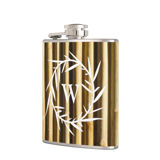 Flasques Monogramme en bambou rustique Lignes verticales Mo (Gauche)