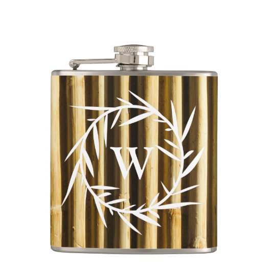 Flasques Monogramme en bambou rustique Lignes verticales Mo (Devant)