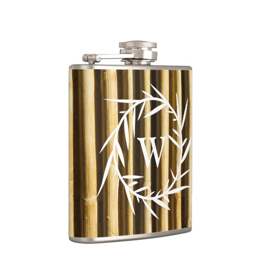 Flasques Monogramme en bambou rustique Lignes verticales Mo (Droite)