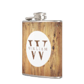 Flasques Monogramme en bois rustique moderne Nom + Initiale (Gauche)