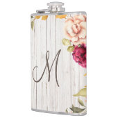 Flasques Monogramme en bois vieilli avec couronne en fleur  (Gauche)