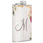 Flasques Monogramme en bois vieilli avec couronne en fleur  (Droite)