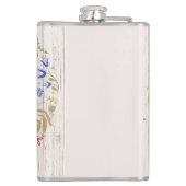 Flasques Monogramme en bois vieilli Fleurs blanches (Dos)