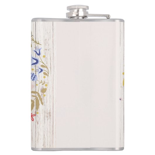 Flasques Monogramme en bois vieilli Fleurs blanches (Dos)