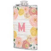 Flasques Monogramme en bois vieilli Rose et couronne d'euca (Gauche)